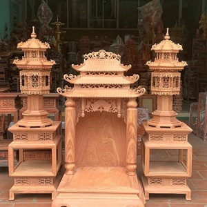 Bàn Thờ Thần Tài Gỗ Hương Mẫu Đẹp Giá Hợp Lý BTT.74