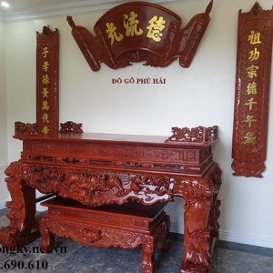 Bàn Thờ Tứ Linh Gỗ Hương Đá Chạm Khắc Đẹp Chân 20 ST.233