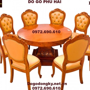 Bộ Bàn Ghế Phòng Ăn Bàn Tròn 8 Ghế Sang Trọng BA.165