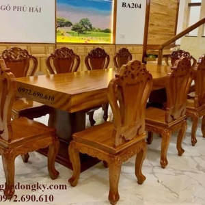 【NGĂM】Bộ Bàn Ghế Ăn Mặt Nguyên Tấm Đẳng Cấp Gai Chủ BA204