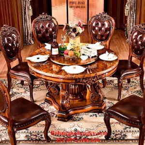 NGẮM Bộ Bàn Ghế Phòng Ăn Bàn Tròn Xoay Đẹp Ít Thấy BA.190