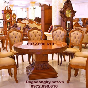 Bộ Bàn Ăn Bàn Tròn 8 Ghế Mẫu Vip Cho Phòng Ăn Vip BA.163