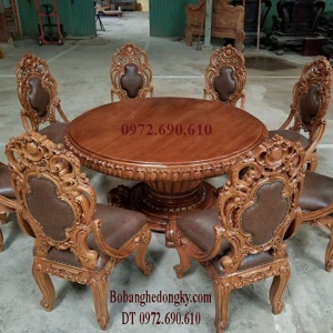 Mua Ngay Bộ Bàn Ăn Bàn Tròn 8 Ghế Siêu Vip Gỗ Gõ Đỏ BA.208