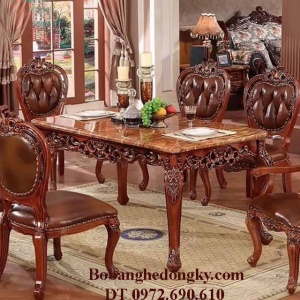 Bộ Bàn Ăn Đẹp 6 Ghế Bọc Đệm Cho Biệt Thự Hạng Sang BA.185