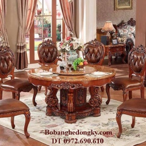 Nơi Bán Bộ Bàn Ăn Hoàng Gia 6 Ghế Bàn Tròn Xoay BA.182