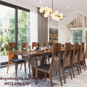 Nơi Bán Bộ Bàn Ghế Ăn 10 Ghế Gỗ Óc Chó Tại TP HCM BA.232 