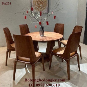 Nơi Bán Bộ Bàn Ăn 6 Ghế Bàn Tròn Gỗ Óc Chó Tự Nhiên BA.243