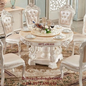 Bộ Bàn Ghế Ăn Bàn Tròn Xoay Mẫu Tân Cổ Điển BA.189