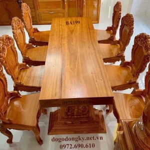 Bộ Bàn Ghế Ăn Đẹp 8 Ghế Bàn Chữ Nhật Nguyên Tấm BA199