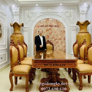 Bộ Bàn Ghế Ăn Đẹp Bàn Chữ Nhật Bọc Da 6 Ghế BA.219