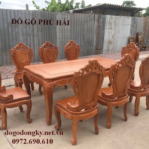 Bộ Bàn Ghế Ăn Đẹp Gỗ Hương Đá 8 Ghế Giá Rẻ BA.227