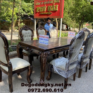 Bộ Bàn Ghế Ăn 8 Ghế Siêu Vip Gỗ Mun BA.169