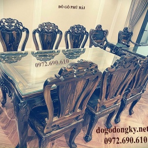 Nơi Bán Bàn Ghế Ăn Gỗ Mun 8 Ghế Bàn Luois BA.211