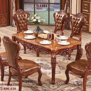 Bộ Bàn Ghế Ăn Tân Cổ Điển Cao Cấp Bàn Luois BA.184