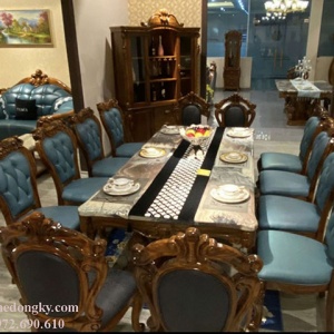Bộ Bàn Ghế Ăn Tân Cổ Điển Bọc Da Mẫu Đẹp BA.229