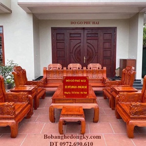 Bộ Bàn Ghế Gỗ Hương Kiểu Như Ý Tay Voi Mẫu Đẹp B25