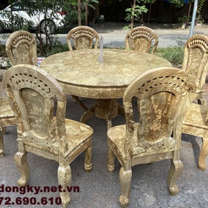 Bộ Bàn Ghế Phòng Ăn Gỗ Nu Nghiến Bàn Tròn BA.172