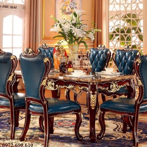 Bộ Bàn Ghế Phòng Ăn Tân Cổ Điển Đẹp Cho Vila Biệt Thự BA.183