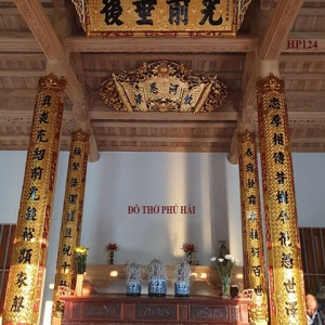 BÁN Bộ Câu Đối Lòng Máng( ÔM CỘT ) Gỗ Gụ Thờ Dòng Họ HP.124