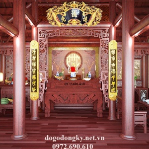 Bộ Hoành Phi Câu Đối Cong ( Ôm Cột ) Cho Nhà Thờ 3 Gian HP.117