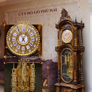 Đồng Hồ Cây Quả Lắc Mẫu Đẹp & Hiếm Thấy Gỗ Mun DH.203