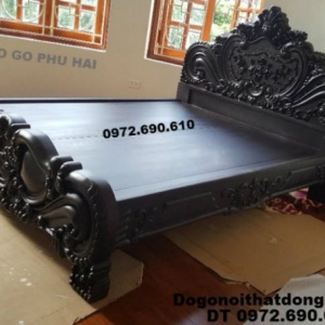 GiƯỜNG GỖ ĐẸP, Giường Ngủ Kiểu hoa hồng gỗ gụ GN.109