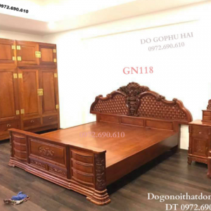 Mẫu Giường Ngủ Đẹp Gố Gõ Kiểu Dáng Sang Trọng GN.118
