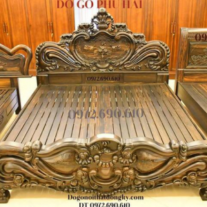Giường Ngủ Gỗ Mun Mẫu Hoa Hồng Đẳng Cấp Đại Gia GN.141
