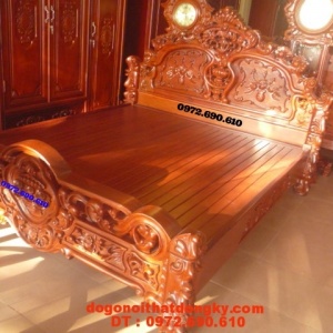 Giường gỗ hương, Giường ngủ Hoa Hồng kiểu mới GNH-2