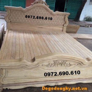 Giường ngủ gỗ gụ giá rẻ, Giường ngủ đục trám GN60