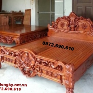 Mẫu giường gỗ đẹp, giường ngủ gỗ hương GN.66