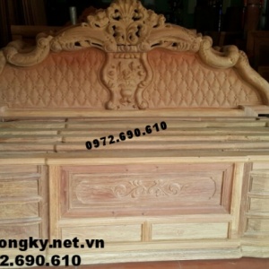 Giường Ngủ gỗ hương đẹp, Giường gỗ đục trám GN.72