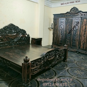 Giường Ngủ Gỗ Mun, Tủ Áo Gỗ Mun Dành Cho Giới Siêu Giàu GN.185
