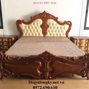 Mẫu Giường Ngủ Tân Cổ Điển Đẹp & Sang Trọng Bọc Da GN.169