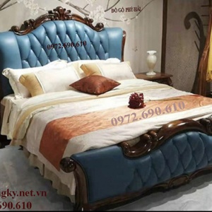 Giường Ngủ Tân Cổ Điển Với Gam Da Màu Xanh GN.200 