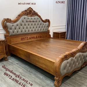 Giường Ngủ Đẹp Có 1 – Ko 2 Mẫu Tân Cổ Điển Boc Da Ngoại GN.182
