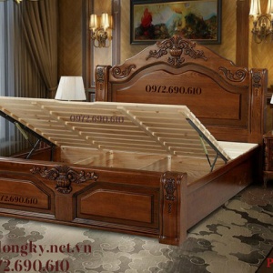 Giường Ngủ Đẹp, Giường Ngủ Gỗ Gõ Đỏ Phong Cách Pháp GN.150