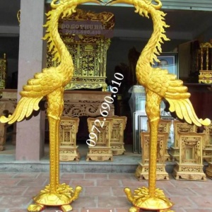 Đôi Hạc Thờ Bằng Gỗ, Hạc Thờ Gỗ Mít Lõi HT.01