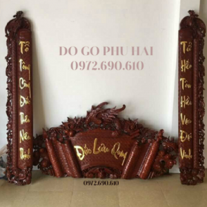 Cuốn Thư Câu Đối - Chạm Phượng Sơn Pu Dát Vàng HP86