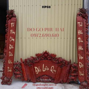 Cuốn Thư Câu Đối Gỗ Gụ Lõi Furniture Nguyên Tấm Dát Vàng HP88