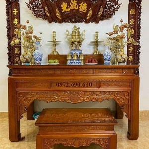 Mẫu bàn thờ đẹp+ Hoành phi câu đối gỗ gụ ST.56