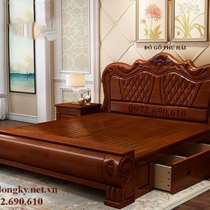 Mẫu Giường Ngủ Gỗ Đẹp Không Tỳ Vết | Nội Thất Phú Hải GN.207