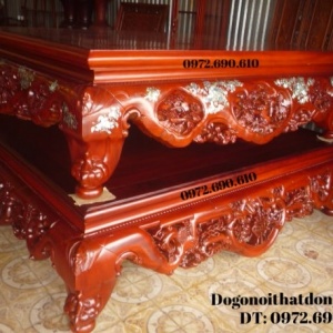 Sập 3 bông, Sập gụ khảm cảnh SG24