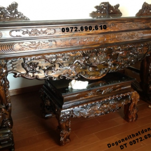 Mẫu Bàn Thờ Đẹp, Bàn Thờ Gỗ Mun Kiểu Tứ Linh ST101