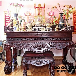 Sập thờ gỗ gụ, Chạm tứ linh ST32