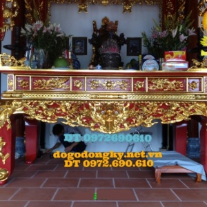Bàn thờ gia tiên gỗ gụ sơn son thếp vàng STV5