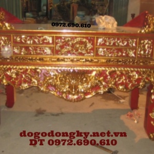 Sập thớ tứ linh sơn son thếp vàng STV3