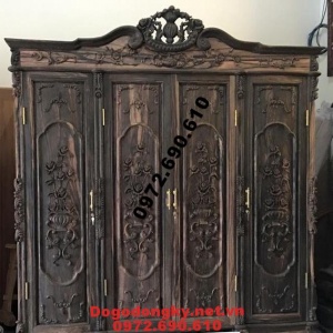 TỦ QUẦN ÁO GỖ MUN, Tủ áo hoa hồng 6 cánh TA.16
