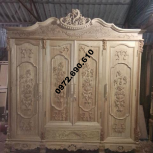 Tủ Áo Gỗ Gụ, Tủ Quần Áo Đẹp Kiểu Hoa Hồng TA20