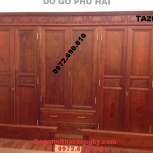 Tủ Quần Áo 6 cánh gỗ gụ kiểu dáng đẹp TA.26